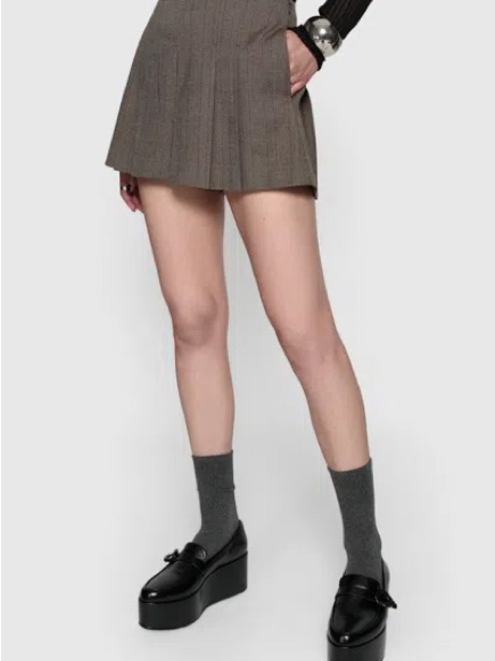 Rebecca Minkoff Brown Pleated Mini Skirt